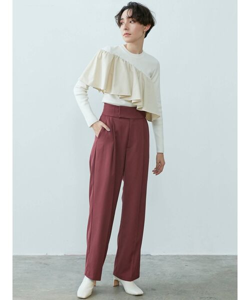 LAGUNAMOON（ラグナムーン）の「フリルギャザーニットプルオーバー（ニット/セーター・レディース・ブラック/アイボリー/バイオレット・FREE）」の5枚目の写真