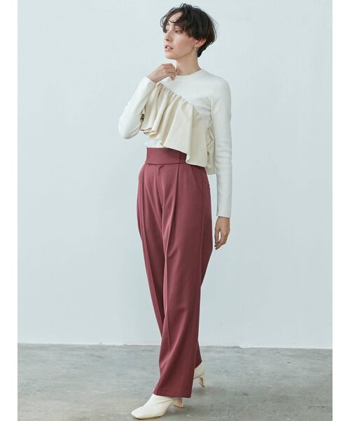 LAGUNAMOON（ラグナムーン）の「フリルギャザーニットプルオーバー（ニット/セーター・レディース・ブラック/アイボリー/バイオレット・FREE）」の10枚目の写真