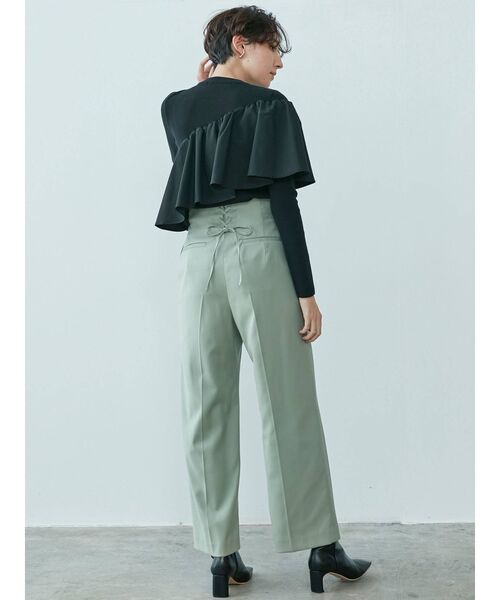 LAGUNAMOON（ラグナムーン）の「フリルギャザーニットプルオーバー（ニット/セーター・レディース・ブラック/アイボリー/バイオレット・FREE）」の9枚目の写真