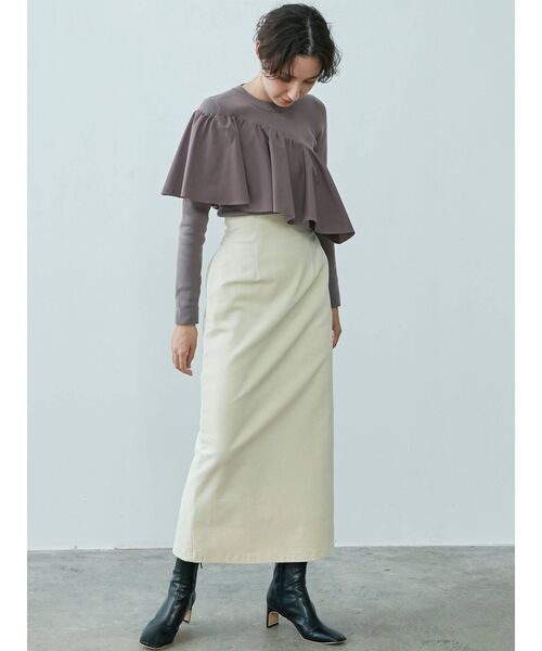 LAGUNAMOON（ラグナムーン）の「フリルギャザーニットプルオーバー（ニット/セーター・レディース・ブラック/アイボリー/バイオレット・FREE）」の6枚目の写真