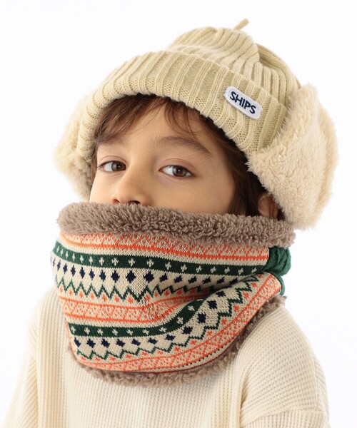 SHIPS（シップス）の「SHIPS KIDS:フェイクファー フラップ付き リブ ワッチ キャップ（ニットキャップ/ビーニー・キッズ・ネイビー/ベージュ/ライトグレー・ONE SIZE）」の7枚目の写真