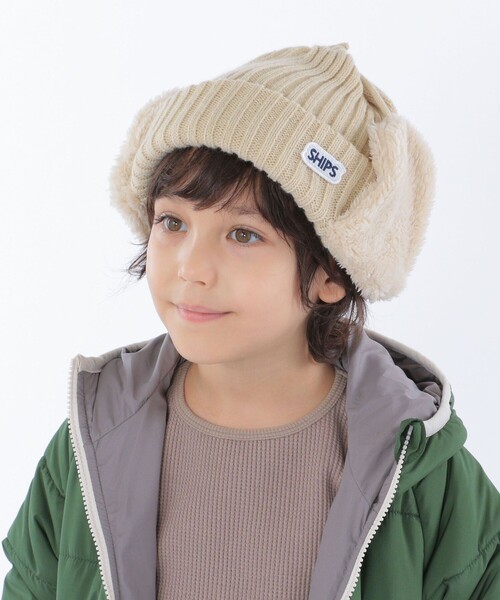 SHIPS（シップス）の「SHIPS KIDS:フェイクファー フラップ付き リブ ワッチ キャップ（ニットキャップ/ビーニー・キッズ・ネイビー/ベージュ/ライトグレー・ONE SIZE）」の12枚目の写真