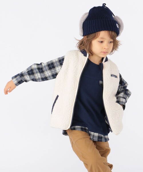 SHIPS（シップス）の「SHIPS KIDS:フェイクファー フラップ付き リブ ワッチ キャップ（ニットキャップ/ビーニー・キッズ・ネイビー/ベージュ/ライトグレー・ONE SIZE）」の22枚目の写真