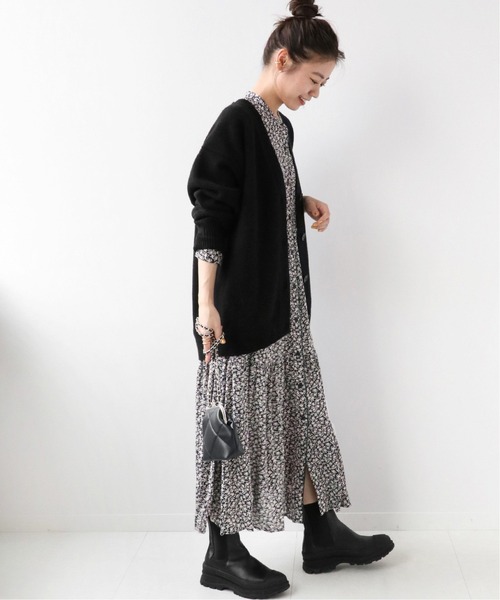 JOURNAL STANDARD relume（ジャーナルスタンダード　レリューム）の「ウォッシャブルフラワーティアードワンピース◆（ワンピース・レディース・ブラック/カーキ・FREE）」の9枚目の写真