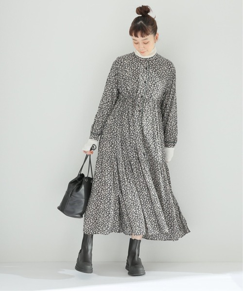 JOURNAL STANDARD relume（ジャーナルスタンダード　レリューム）の「ウォッシャブルフラワーティアードワンピース◆（ワンピース・レディース・ブラック/カーキ・FREE）」の19枚目の写真