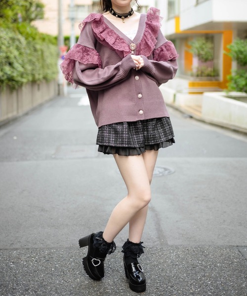 ROJITA(ロジータ)の「レースフリルニットカーデ(カーディガン/ボレロ・レディース・ブラック/ピンク/アイボリー/ミント・FREE)」の14枚目の写真