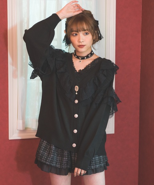 ROJITA(ロジータ)の「レースフリルニットカーデ(カーディガン/ボレロ・レディース・ブラック/ピンク/アイボリー/ミント・FREE)」の13枚目の写真