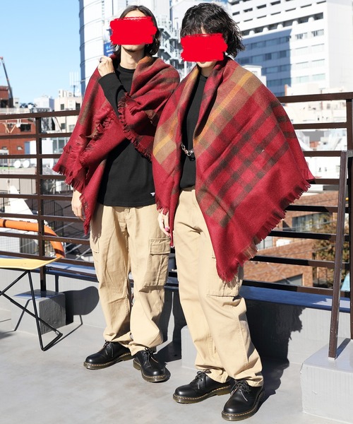 8(eight)(エイト)の「チェックポンチョ(ポンチョ・メンズ・ブラック/ベージュ/ネイビー/グレー/グリーン/ワインレッド・FREE)」の11枚目の写真