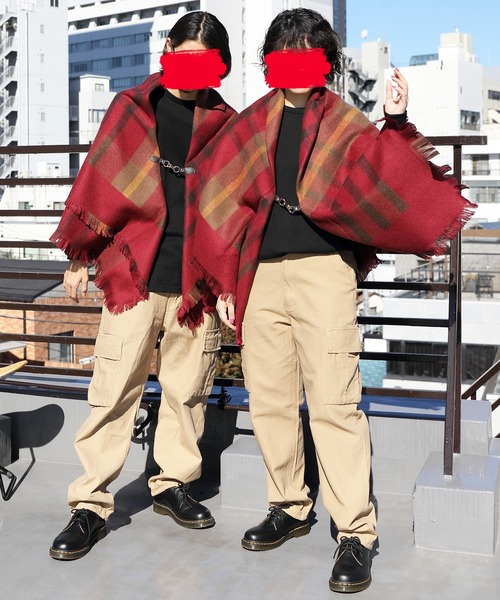 8(eight)(エイト)の「チェックポンチョ(ポンチョ・メンズ・ブラック/ベージュ/ネイビー/グレー/グリーン/ワインレッド・FREE)」の10枚目の写真