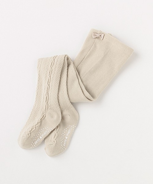 petit main(プティマイン)の「ジャカードタイツ(タイツ/ストッキング・キッズ・オフホワイト/モカ/ライトベージュ・80cm/90cm/70cm/110cm/100cm)」の3枚目の写真