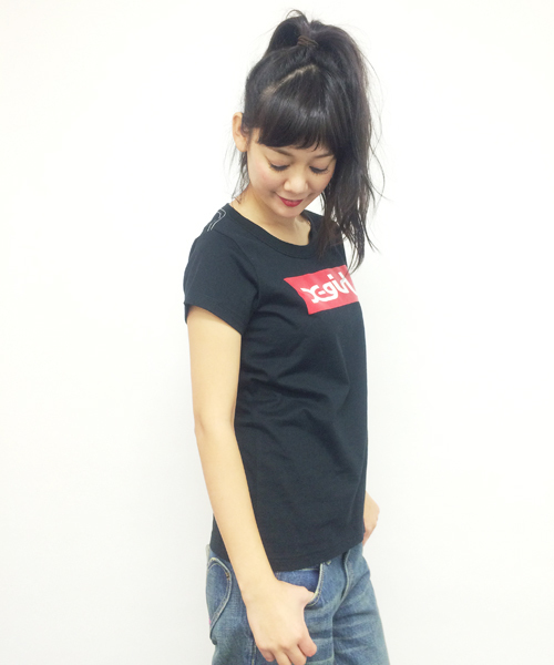 X-girl（エックスガール）の「BOX LOGO S/S TEE（Tシャツ/カットソー・レディース・ホワイト/ブラック・1/2）」の6枚目の写真