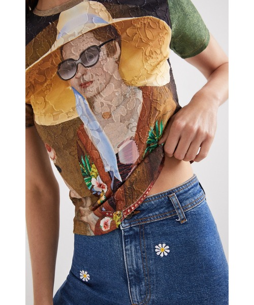 Desigual(デシグアル)の「Gauguin Patchwork Art T-shirt / ゴーギャン パッチワークアート ティー(Tシャツ/カットソー・レディース・グリーン・XS/L/S/XL/M)」の4枚目の写真