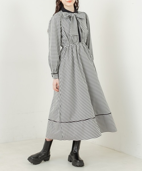 ボウタイドッキングワンピ OLIVE des OLIVE トップグレー 3WAY/着痩せ◎】ボウタイドッキングワンピ | OLIVE des OLIVE
