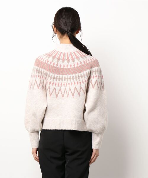 Lugnoncure（ルノンキュール）の「求心柄ショート丈ニット（ニット/セーター・レディース・オフホワイト/グレー/ベージュ・ﾌﾘ-）」の5枚目の写真