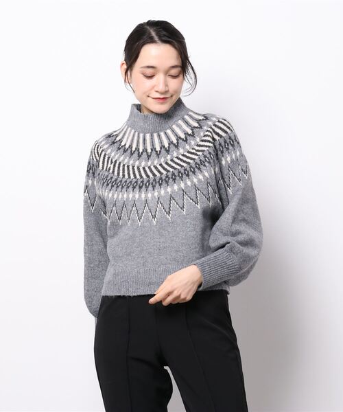 Lugnoncure（ルノンキュール）の「求心柄ショート丈ニット（ニット/セーター・レディース・オフホワイト/グレー/ベージュ・ﾌﾘ-）」の6枚目の写真