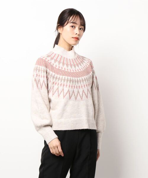 Lugnoncure（ルノンキュール）の「求心柄ショート丈ニット（ニット/セーター・レディース・オフホワイト/グレー/ベージュ・ﾌﾘ-）」の7枚目の写真