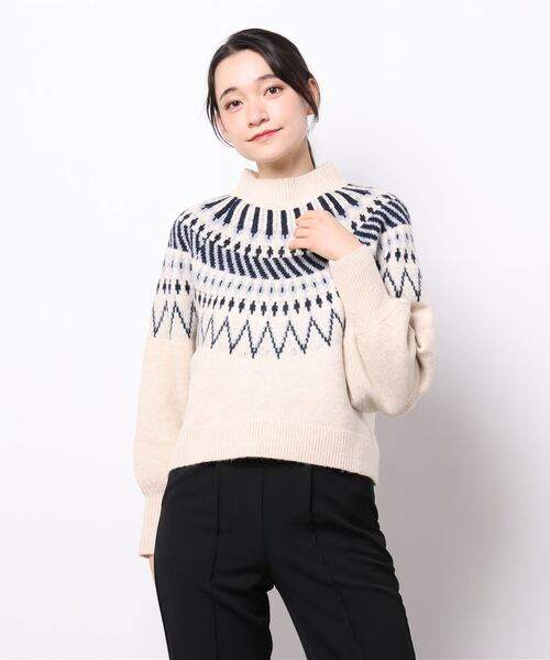 Lugnoncure（ルノンキュール）の「求心柄ショート丈ニット（ニット/セーター・レディース・オフホワイト/グレー/ベージュ・ﾌﾘ-）」の8枚目の写真