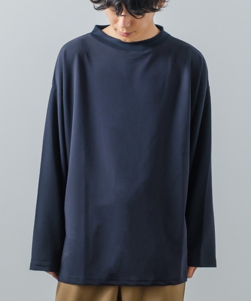 improves(インプローブス)の「カットジョーゼット オーバーサイズ モックネック ロンT セットアップ対応(Tシャツ/カットソー・メンズ・ブラック/ベージュ/ブラウン/ライトブラウン/杢グレー/チャコールグレー/ネイビー/オリーブ/カーキ・LARGE/MEDIUM)」の9枚目の写真