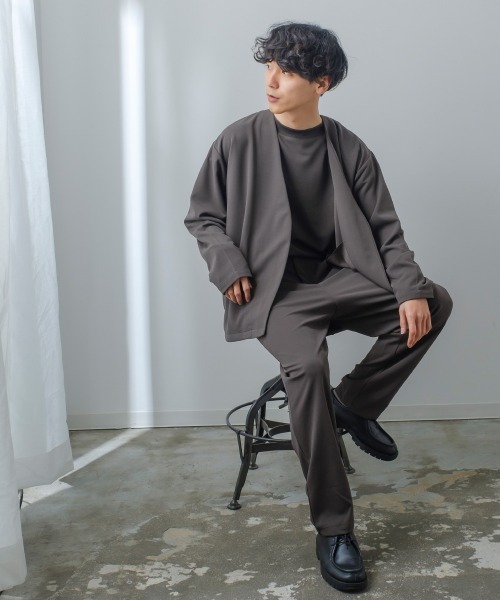 improves(インプローブス)の「カットジョーゼット オーバーサイズ モックネック ロンT セットアップ対応(Tシャツ/カットソー・メンズ・ブラック/ベージュ/ブラウン/ライトブラウン/杢グレー/チャコールグレー/ネイビー/オリーブ/カーキ・LARGE/MEDIUM)」の18枚目の写真