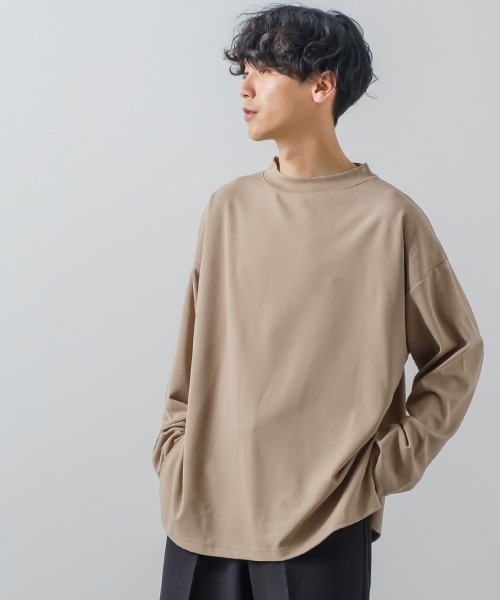 improves(インプローブス)の「カットジョーゼット オーバーサイズ モックネック ロンT セットアップ対応(Tシャツ/カットソー・メンズ・ブラック/ベージュ/ブラウン/ライトブラウン/杢グレー/チャコールグレー/ネイビー/オリーブ/カーキ・LARGE/MEDIUM)」の19枚目の写真