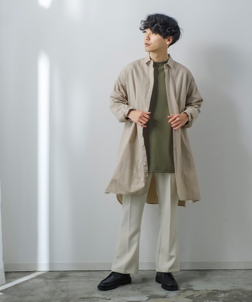 improves(インプローブス)の「カットジョーゼット オーバーサイズ モックネック ロンT セットアップ対応(Tシャツ/カットソー・メンズ・ブラック/ベージュ/ブラウン/ライトブラウン/杢グレー/チャコールグレー/ネイビー/オリーブ/カーキ・LARGE/MEDIUM)」の15枚目の写真