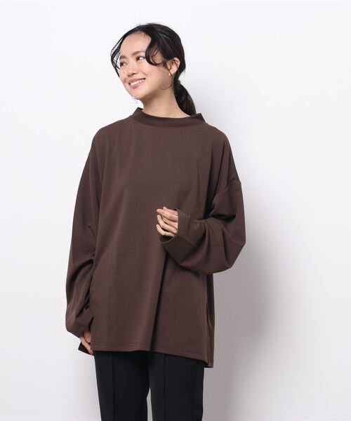 improves(インプローブス)の「カットジョーゼット オーバーサイズ モックネック ロンT セットアップ対応(Tシャツ/カットソー・メンズ・ブラック/ベージュ/ブラウン/ライトブラウン/杢グレー/チャコールグレー/ネイビー/オリーブ/カーキ・LARGE/MEDIUM)」の21枚目の写真