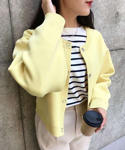 INGNI（イング）の「2WAYスナップボタンクロップドカーディガン（カーディガン/ボレロ・レディース・アイボリー/ブラック/グリーン/ブルー/イエロー・M）」の5枚目の写真