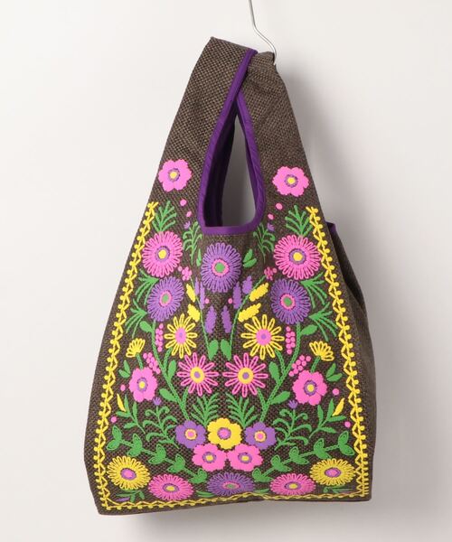 チチカカ（チチカカ）の「フラワー刺繍風プリントマルシェバッグ（トートバッグ・レディース・ダークブラウン/ベージュ・FREE）」の18枚目の写真