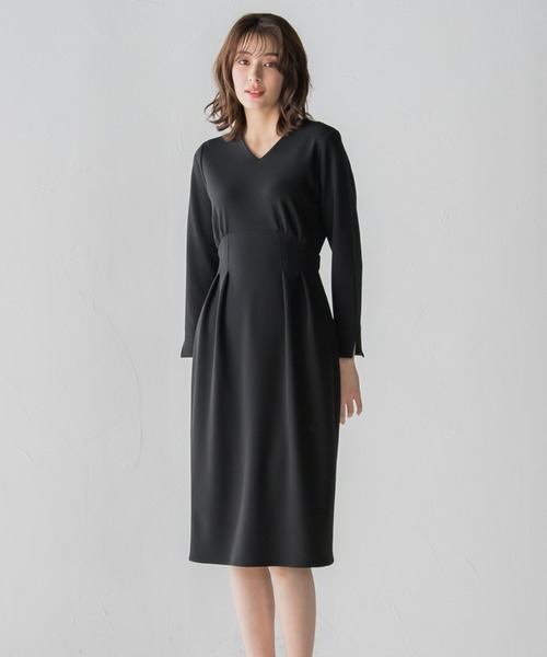 ハイストレッチジョーゼットウエストタックワンピース ワンピース ドレス 手洗い可能 ワンピース Store Online Ketty