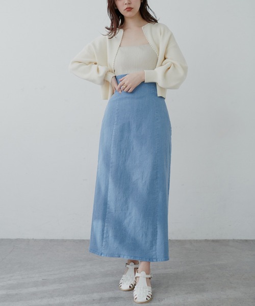 natural couture(ナチュラルクチュール)の「【2サイズ展開】美シルエットなハイウエストタイトスカート(スカート・レディース・ブラック/オフホワイト/インディゴブルー/グリーン/ブルー系・SMALL/MEDIUM)」の10枚目の写真