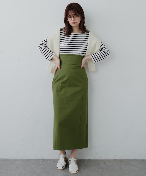 natural couture(ナチュラルクチュール)の「【2サイズ展開】美シルエットなハイウエストタイトスカート(スカート・レディース・ブラック/オフホワイト/インディゴブルー/グリーン/ブルー系・SMALL/MEDIUM)」の19枚目の写真