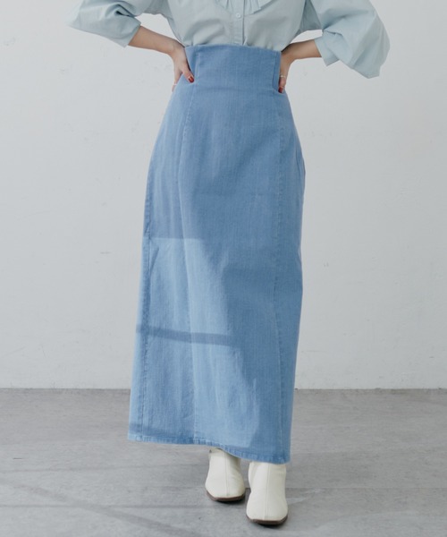 natural couture(ナチュラルクチュール)の「【2サイズ展開】美シルエットなハイウエストタイトスカート(スカート・レディース・ブラック/オフホワイト/インディゴブルー/グリーン/ブルー系・SMALL/MEDIUM)」の15枚目の写真