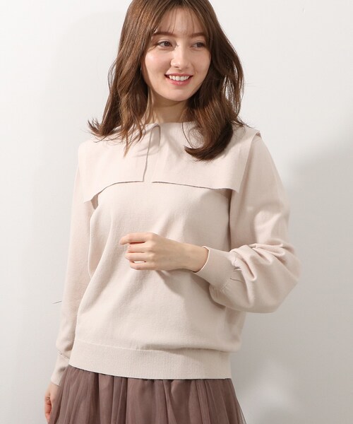 DRESKIP(ドレスキップ)の「◆ビッグカラーニット(ニット/セーター・レディース・ブラック/ナチュラル・02/03)」の1枚目の写真