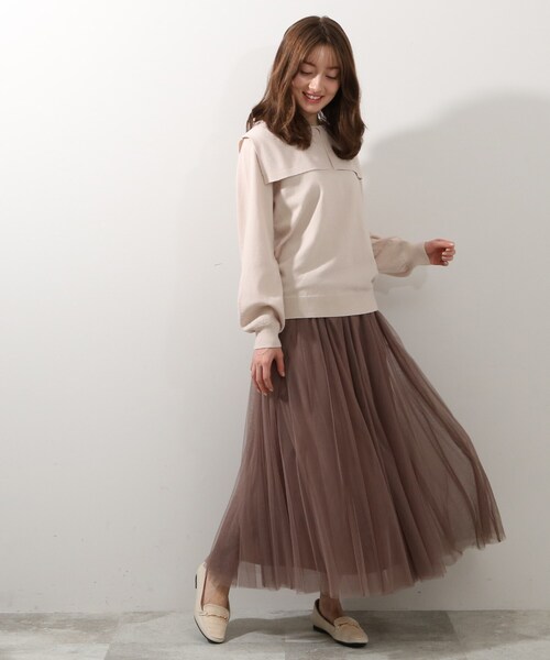 DRESKIP(ドレスキップ)の「◆ビッグカラーニット(ニット/セーター・レディース・ブラック/ナチュラル・02/03)」の21枚目の写真