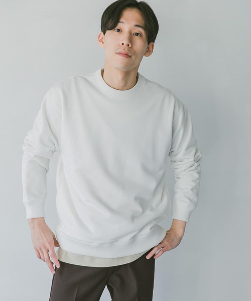 URBAN RESEARCH DOORS（アーバンリサーチドアーズ）の「シャイン裏毛クルーネックプルオーバー（Tシャツ/カットソー・メンズ・ベージュ/オフホワイト/ブルー/チャコールグレー・42/38/40）」の5枚目の写真