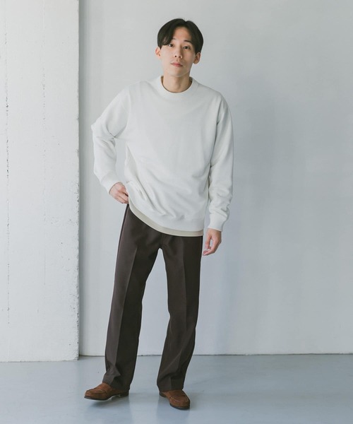 URBAN RESEARCH DOORS（アーバンリサーチドアーズ）の「シャイン裏毛クルーネックプルオーバー（Tシャツ/カットソー・メンズ・ベージュ/オフホワイト/ブルー/チャコールグレー・42/38/40）」の9枚目の写真