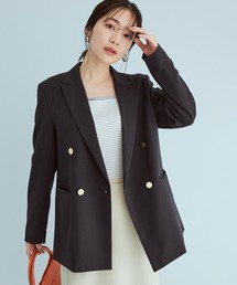 VIS | ゴールド釦ピークドラペルダブルジャケット(テーラードジャケット)