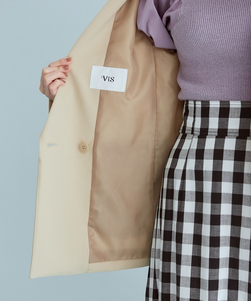 VIS（ビス）の「ゴールド釦ピークドラペルダブルジャケット（テーラードジャケット・レディース・ベージュ/ネイビー/ベージュ系その他・FREE）」の9枚目の写真