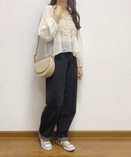 Cham.(チャム)の「切り替えシアーブラウス(シャツ/ブラウス・レディース・ベージュ/オフホワイト・F)」の10枚目の写真