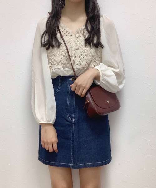 Cham.(チャム)の「切り替えシアーブラウス(シャツ/ブラウス・レディース・ベージュ/オフホワイト・F)」の11枚目の写真