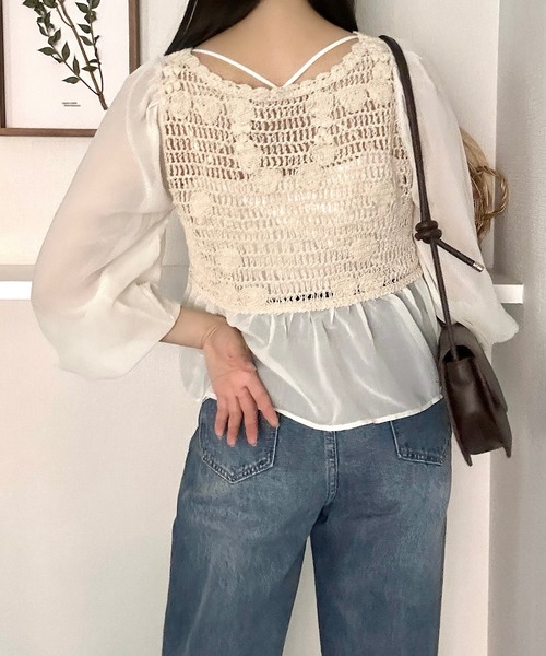 Cham.(チャム)の「切り替えシアーブラウス(シャツ/ブラウス・レディース・ベージュ/オフホワイト・F)」の22枚目の写真
