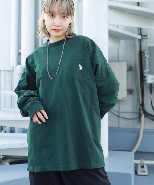 U.S. POLO ASSN.(ユーエスポロアッスン)の「U.S. POLO ASSN. / ユーエスポロアッスン 別注 コラボ オーバーサイズ ロンT(Tシャツ/カットソー・メンズ・ダークグリーン/ライトベージュ/ネイビー/ホワイト/ブラック/ブルー系その他2/ベージュ系その他2/ホワイト系その他2/ブラック系その他2/ベージュ系その他/ブルー系その他/ブラック系その他/ホワイト系その他/グリーン系その他/グリーン系その他2・LARGE/MEDIUM)」の10枚目の写真