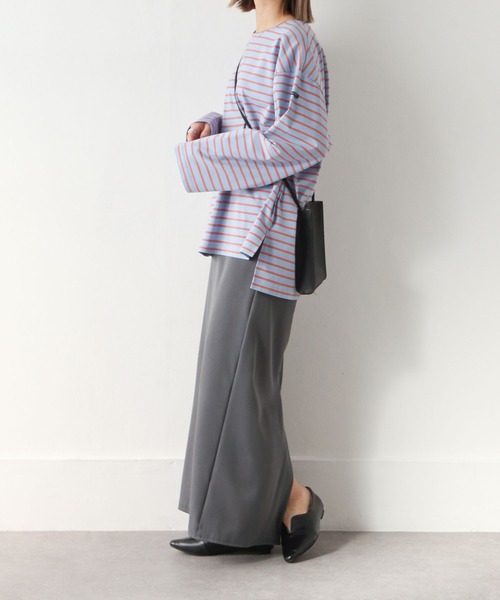 Chillfar（チルファー）の「ラベルボーダーロンT（Tシャツ/カットソー・レディース・ホワイト×レッド/ホワイト×グリーン/ホワイト×ブルー/ホワイト×ブラック/ブラック×ホワイト/ホワイト系/ブルー系/ブルー系1/ブラック系・FREE）」の13枚目の写真