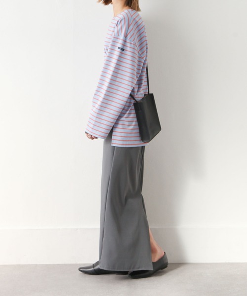 Chillfar（チルファー）の「ラベルボーダーロンT（Tシャツ/カットソー・レディース・ホワイト×レッド/ホワイト×グリーン/ホワイト×ブルー/ホワイト×ブラック/ブラック×ホワイト/ホワイト系/ブルー系/ブルー系1/ブラック系・FREE）」の12枚目の写真