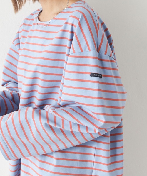 Chillfar（チルファー）の「ラベルボーダーロンT（Tシャツ/カットソー・レディース・ホワイト×レッド/ホワイト×グリーン/ホワイト×ブルー/ホワイト×ブラック/ブラック×ホワイト/ホワイト系/ブルー系/ブルー系1/ブラック系・FREE）」の18枚目の写真