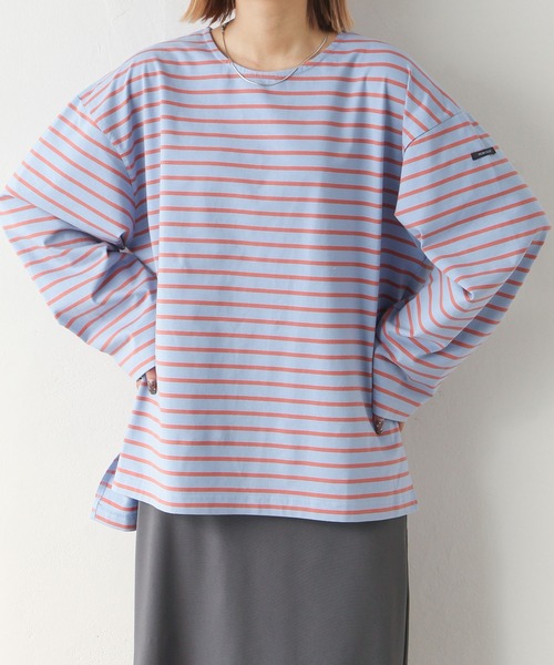 Chillfar（チルファー）の「ラベルボーダーロンT（Tシャツ/カットソー・レディース・ホワイト×レッド/ホワイト×グリーン/ホワイト×ブルー/ホワイト×ブラック/ブラック×ホワイト/ホワイト系/ブルー系/ブルー系1/ブラック系・FREE）」の20枚目の写真