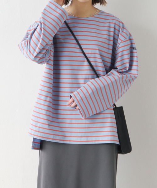 Chillfar（チルファー）の「ラベルボーダーロンT（Tシャツ/カットソー・レディース・ホワイト×レッド/ホワイト×グリーン/ホワイト×ブルー/ホワイト×ブラック/ブラック×ホワイト/ホワイト系/ブルー系/ブルー系1/ブラック系・FREE）」の19枚目の写真