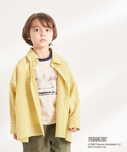 b・ROOM（ビールーム）の「アソートビッグシャツ（シャツ/ブラウス・キッズ・マスタード/モスグリーン/ブラック/ラベンダー・120cm/90cm/100cm/130cm/110cm）」の4枚目の写真