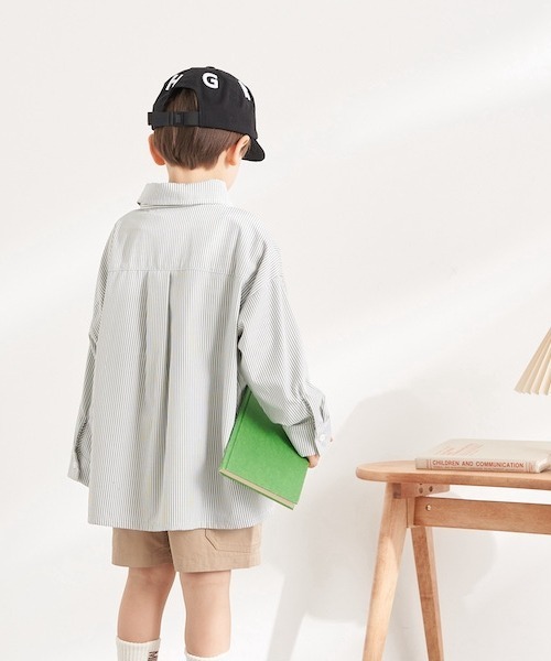 b・ROOM（ビールーム）の「アソートビッグシャツ（シャツ/ブラウス・キッズ・マスタード/モスグリーン/ブラック/ラベンダー・120cm/90cm/100cm/130cm/110cm）」の18枚目の写真