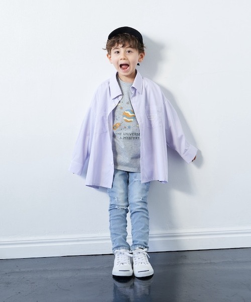 b・ROOM（ビールーム）の「アソートビッグシャツ（シャツ/ブラウス・キッズ・マスタード/モスグリーン/ブラック/ラベンダー・120cm/90cm/100cm/130cm/110cm）」の22枚目の写真